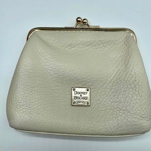 Dooney & Bourke Kisslock Small Framed Purse / Wallet Bone Pebble Leather